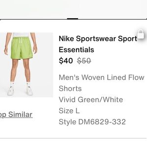 Nike Sportswear Essentials Men’s Woven Lined Flow Shorts Large Green